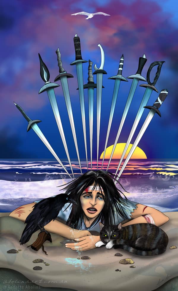 10 of Swords Tarot artwork