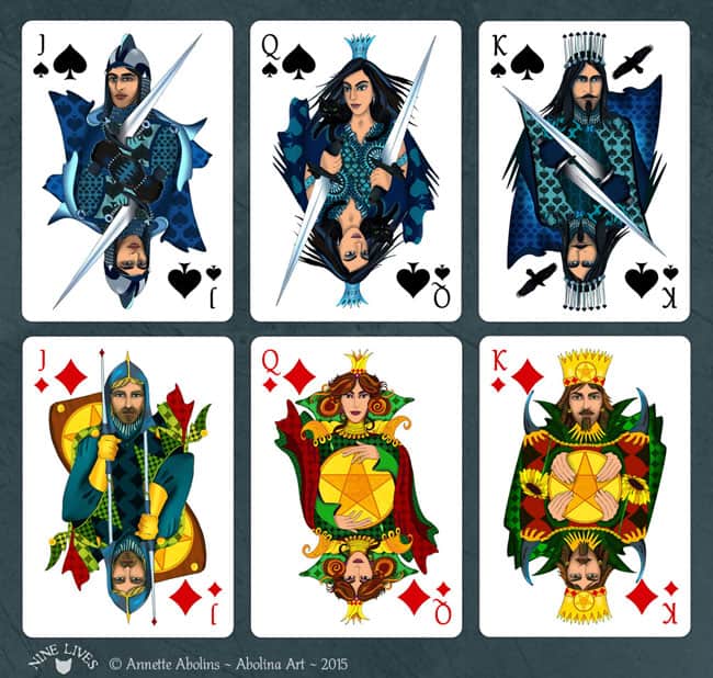 Courts from Nine Lives Playing Cards - Spades and Diamonds 