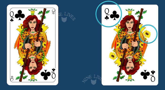 Comparing editions - Nine Lives Queen of Clubs