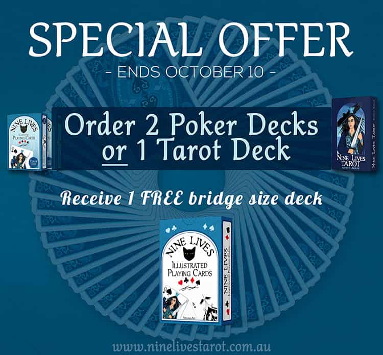 Order 2 poker decks or 1 tarot deck to receive a free bridge size deck before Oct 10