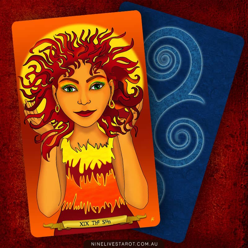 The Sun and card back - Nine Lives Tarot
