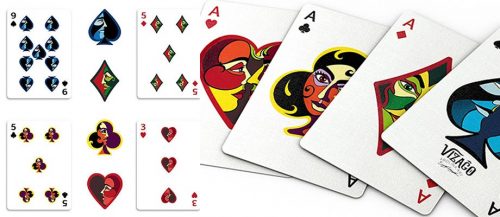 custom pips and ace cards depicting faces by Abolina Art