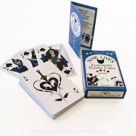Tuck box, intro card, Royal Spades and Ace of Spades by Abolina Art