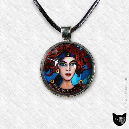 25mm art pendant with detail artwork from the Chariot tarot card by Abolina Art