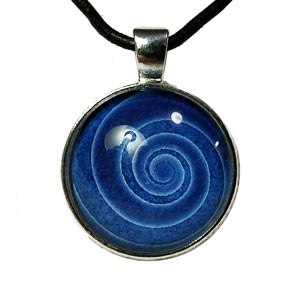 Blue Spiral art pendant featuring card back from Nine Lives tarot