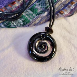 Small Spiral pendant - lustre on black