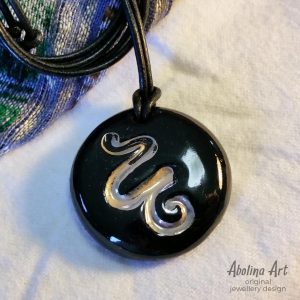 Snake pendant black with lustre