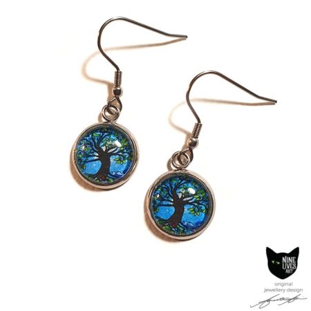 Blue Dawn - Tree of Life earrings - perfect gift or treat for yourself, gorgeous colours, hypoallergenic and striking to wear