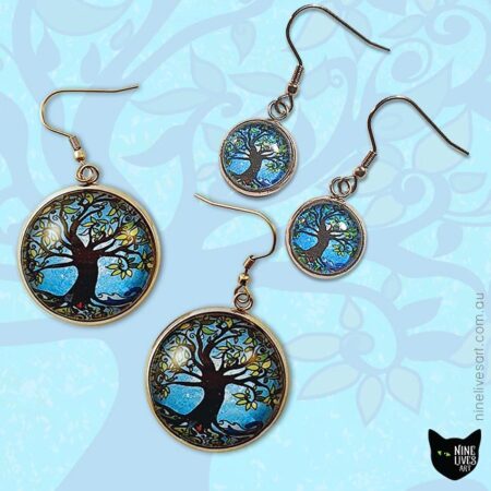 Tree of life earrings in gorgeous blue hues