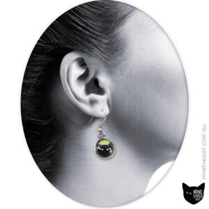 Model wearing 12mm black cat earring