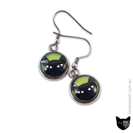 Black cat earrings French hook style