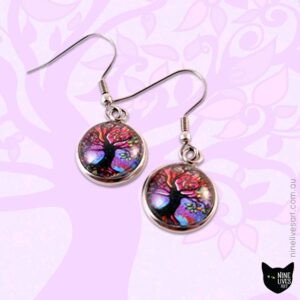 Tree of life earrings in gorgeous purple hues