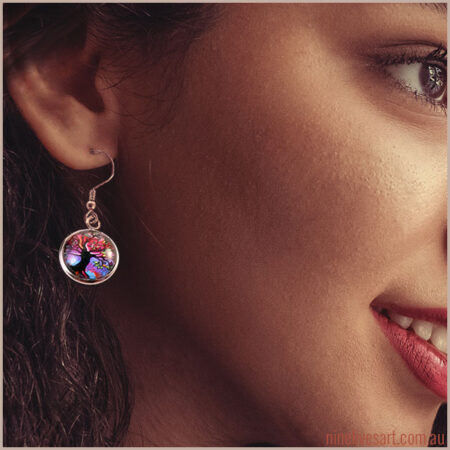 Model wearing 12mm Tree of Life earrings