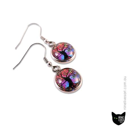 12mm cabochon earrings in purple dawn colours French hook setting