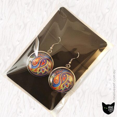 Paisley earrings in jewellery display pack
