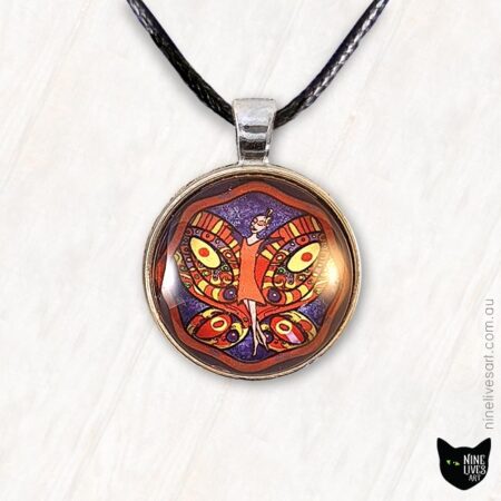 25mm fairy pendant in warm red colours