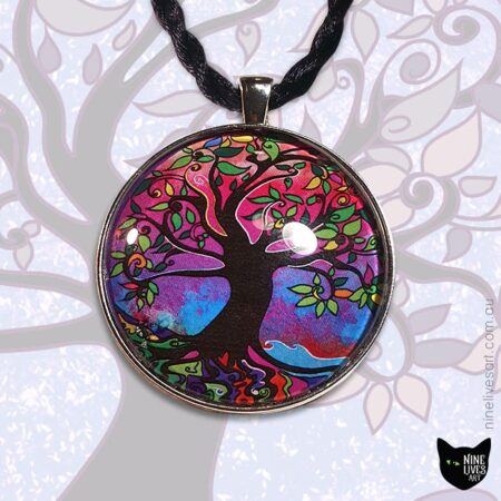40mm purple haze tree of life art pendant on tree art background