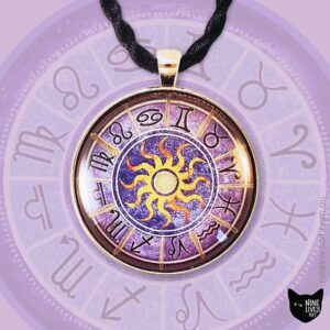 40mm purple zodiac sun pendant