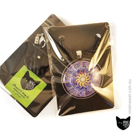 Jewellery packaging purple zodiac sun pendant