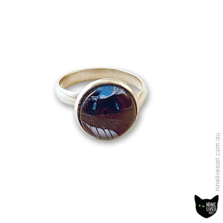 12mm cabochon ring featuring whale dreaming artwork