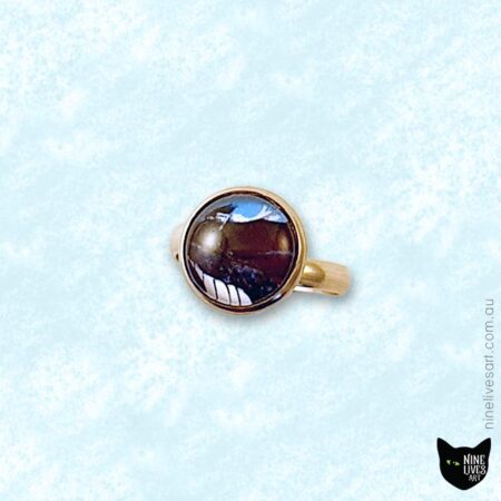 12mm cabochon ring featuring whale dreaming artwork