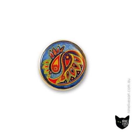 25mm resin sealed original artwork ring in blue Paisley design