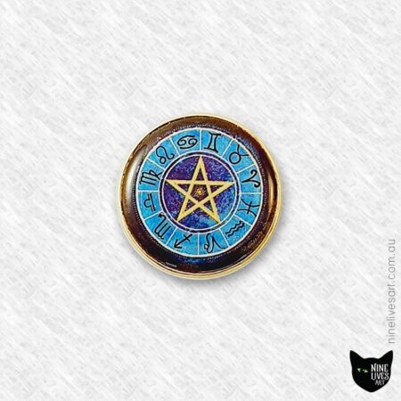 25mm resin ring featuring zodiac artwork on blue background