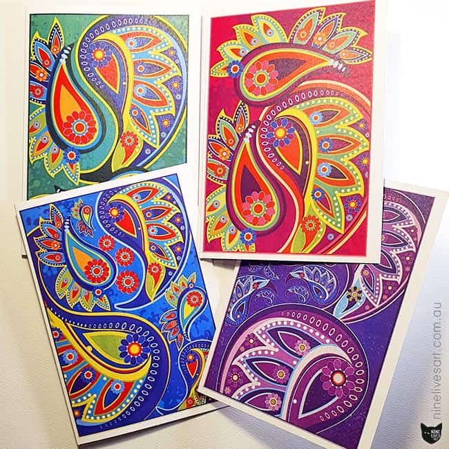 4-pack paisley cards with envelopes