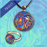 Blue paisley pendant and ring