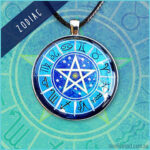 Zodiac pendant on blue background