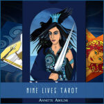 Tarot deck on blue background