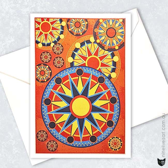 Naranja - A6 Sun Mandala design on A6 folded card with envelope