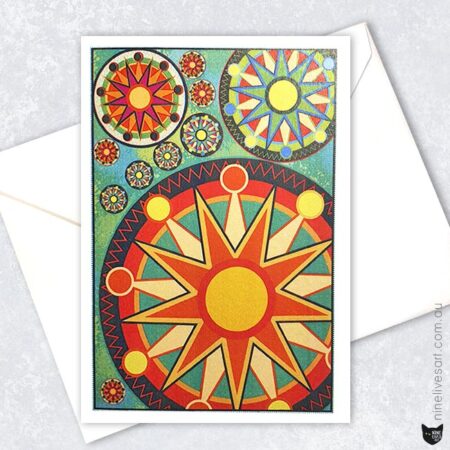 Verdoso - A6 Sun Mandala design on A6 folded card with envelope