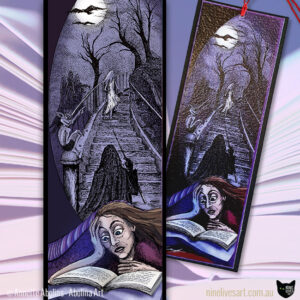 Illustrated Art bookmark inspired by suspenseful stories keeping readers awake through the night